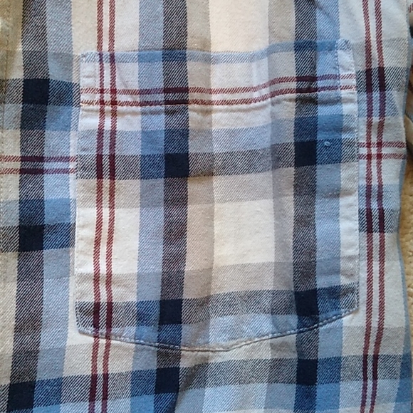 Old Navy Women's "Boyfriend" Plaid Shirt. Small. Blue/White/Gray/Burgundy. - Picture 2 of 5